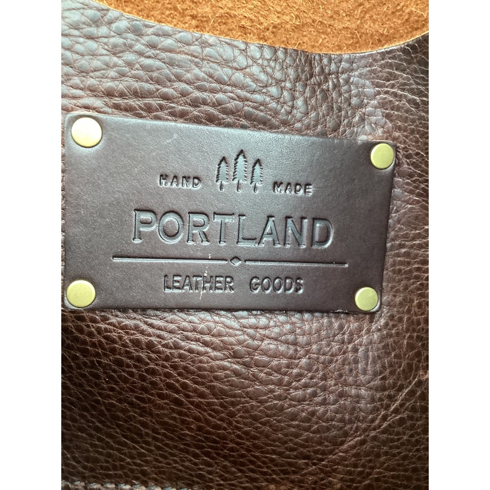Portland Leather Goods Oversized Tote Bag Dark Brown Pebbled Leather Handmade - Picture 6 of 6
